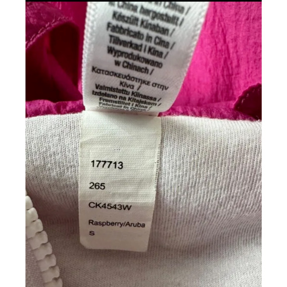 American Apparel Track Jacket Size S Full Zip Windbreaker Fuchsia & Aqua Nylon - Picture 6 of 6